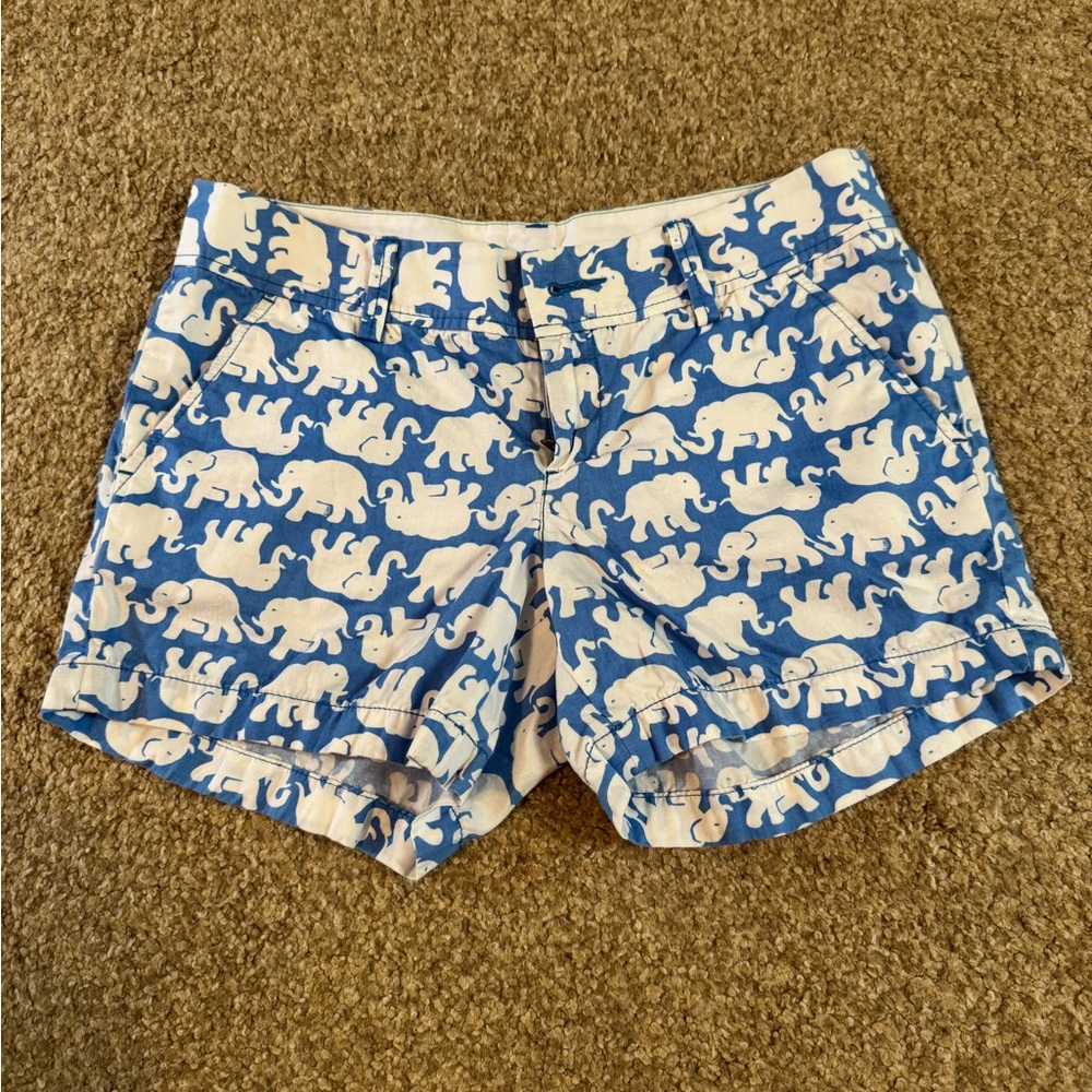 Lilly Pulitzer Blue and White Shorts with Elephant Print